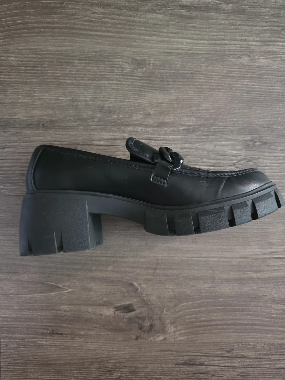 Madden Girl Black Lug Sole Chain Loafer